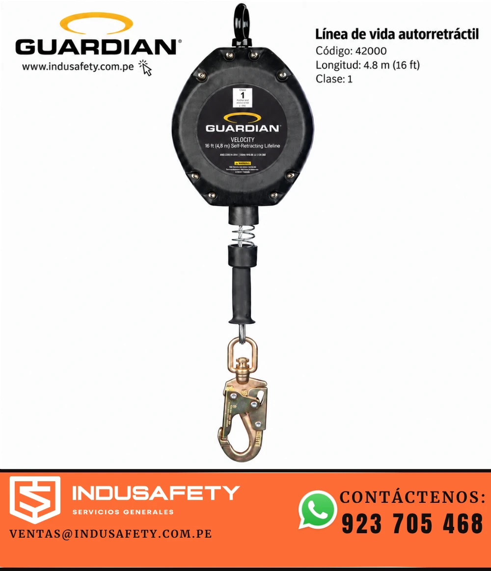 Bloque retráctil Guardian 42000 de 4,8 m con cable de acero