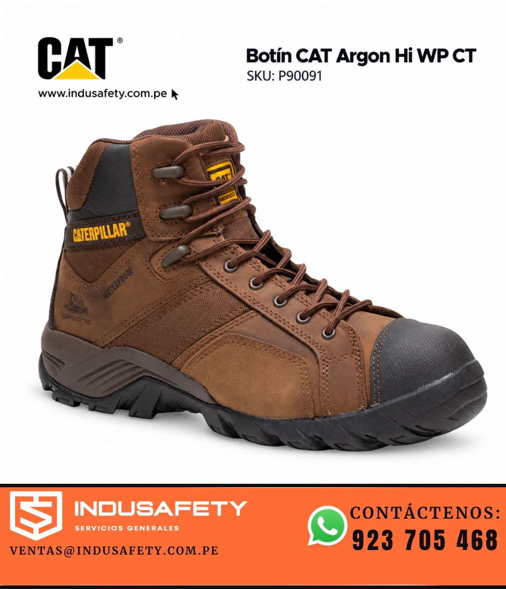 Botín CAT Argon Hi WP CT P90091 impermeable con punta composite