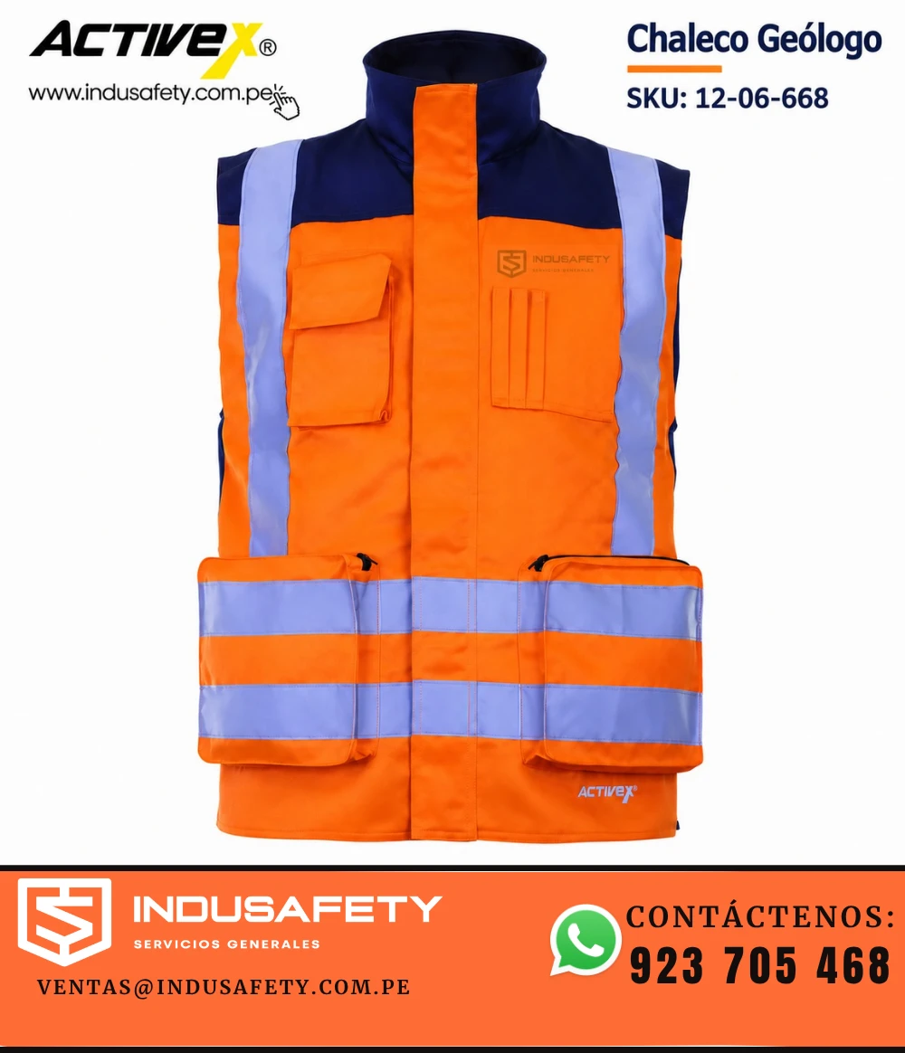 Chaleco geólogo de gabardina Terra bicolor naranja 12-06-668