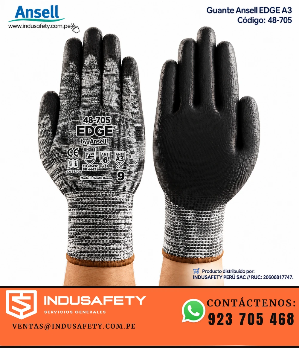 Guante 48-705 Ansell EDGE anticorte A3 con palma de poliuretano