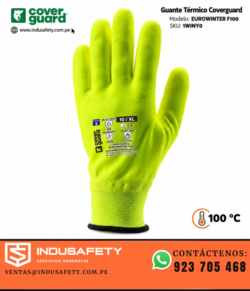 Guante térmico Coverguard Eurowinter F100 1WINY0 con protección de contacto a 100 °C