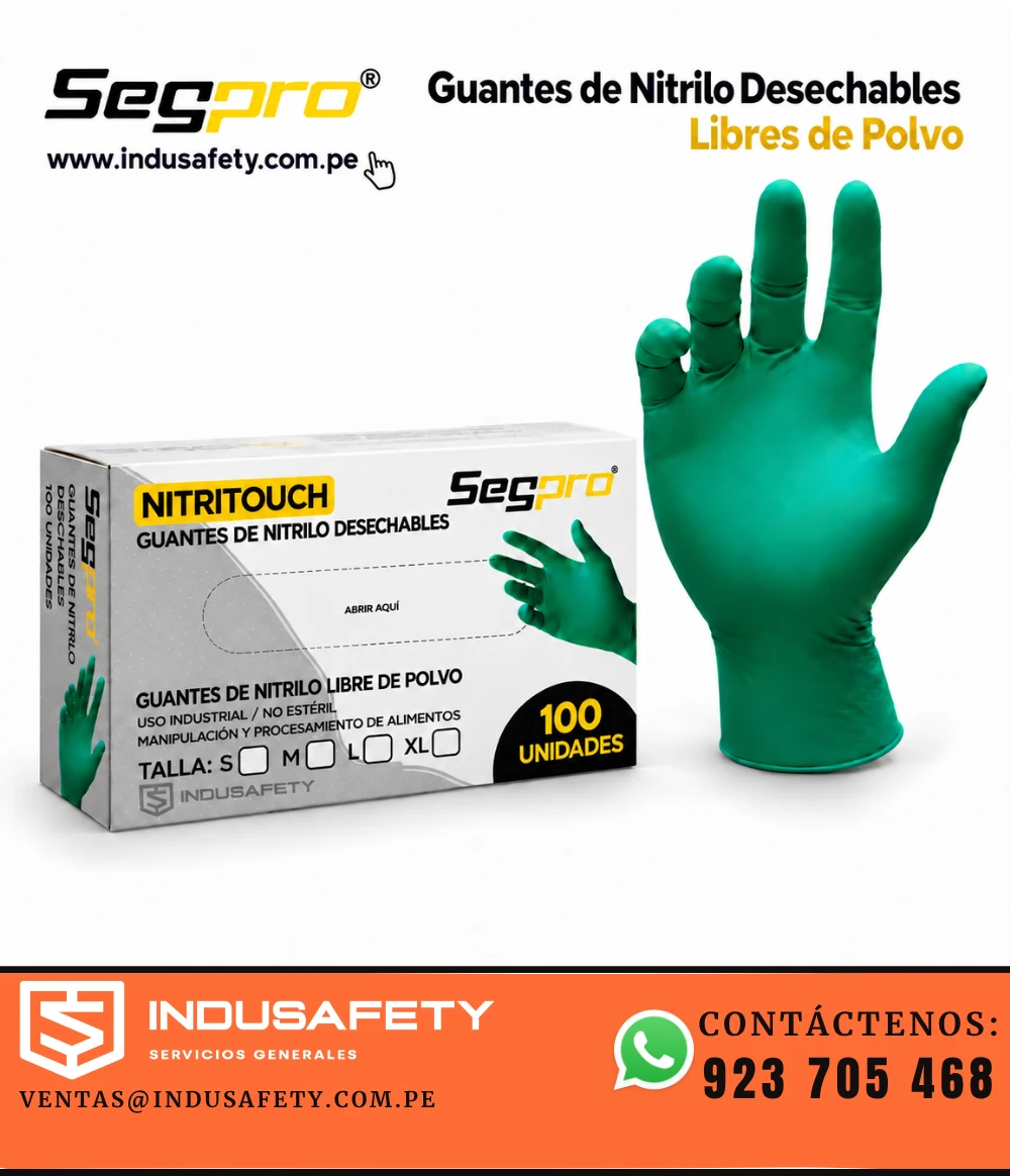 Guantes de nitrilo desechables sin polvo Segpro color verde