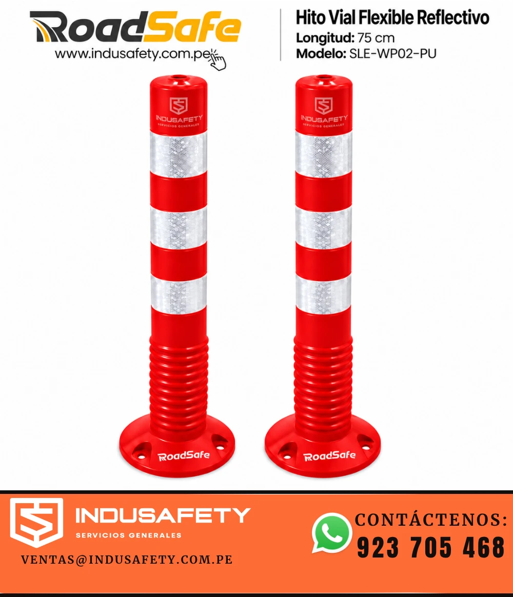 Hito vial flexible reflectivo Roadsafe de 75 cm para señalización vial, venta en Lima Perú