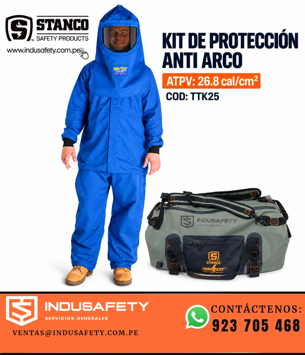 Traje de protección anti arco STANCO TTK25 con ATPV de 26.8 cal/cm² y maletín de transporte INDUSAFETY