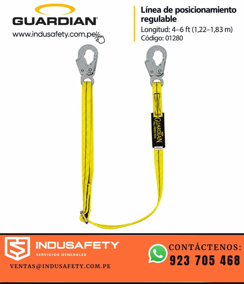 Línea de posicionamiento ajustable Guardian 01280 amarilla con ganchos metálicos