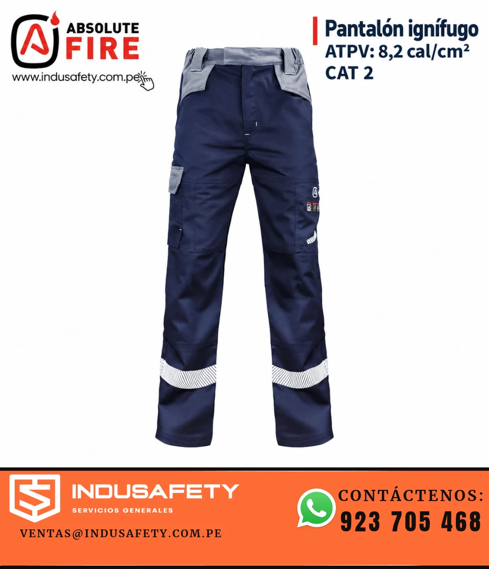 Pantalón ignífugo Absolute Fire azul marino con ATPV 8,2 cal/cm² y CAT 2