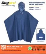 Poncho impermeable de PVC azul Segpro PC06008-U, con capucha y vista posterior con cinta reflectiva