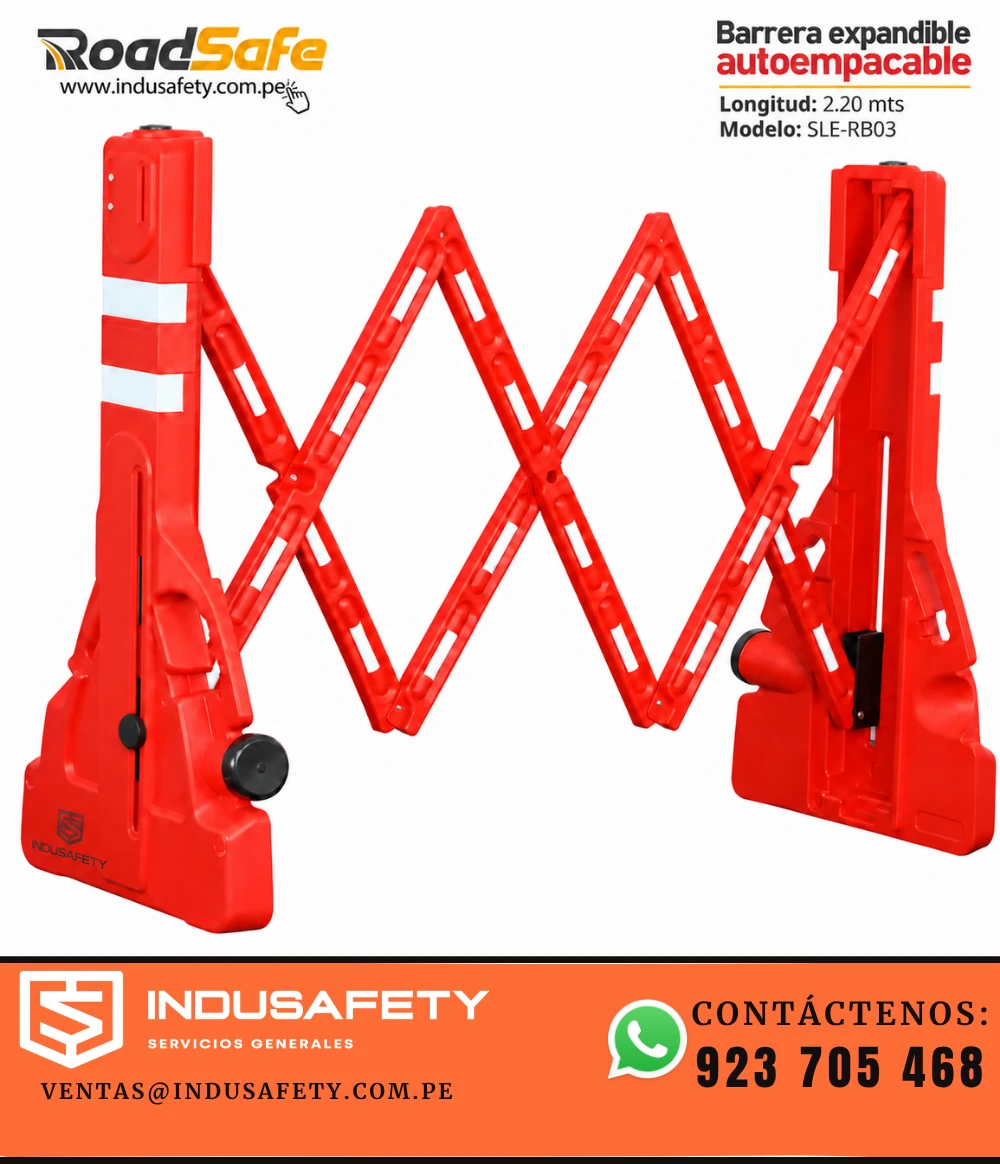 Barrera expandible autoempacable RoadSafe SLE-RB03 roja