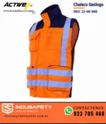 Chaleco geólogo naranja de gabardina 12-06-668 con cintas reflectantes