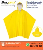 Poncho impermeable de PVC amarillo para lluvia Segpro, código PPVCPAMA